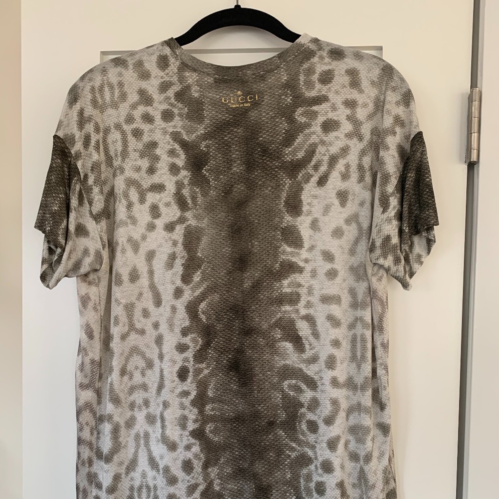Authentic Gucci Silk Python Print T-Shirt, Sz L - image 2